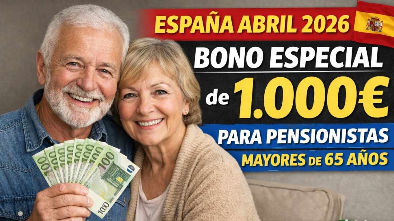 España Abril 2026: Bono Especial de 1.000€ para Pensionistas Mayores de 65 Años, Solicitud y Fecha de Ingreso